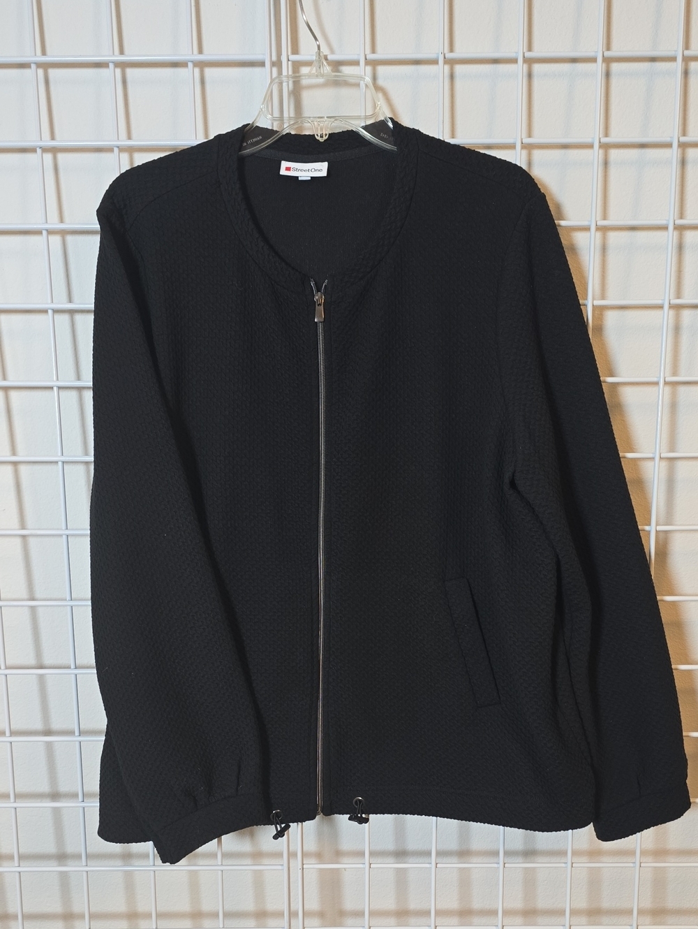 Street One Women's Structured Black Bomber Jacket with Zip Front EU 46